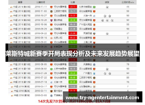 莱斯特城新赛季开局表现分析及未来发展趋势展望